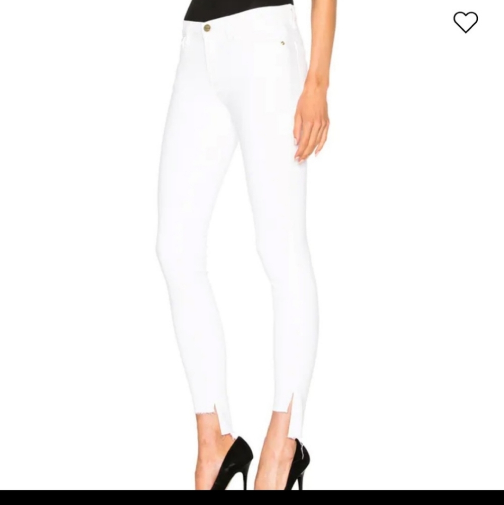 NWOT FRAME 27 $205 Denim Le Skinny De Jeanne Stagger White Jeans